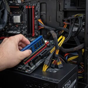 checking RAM and power supply inside desktop PC