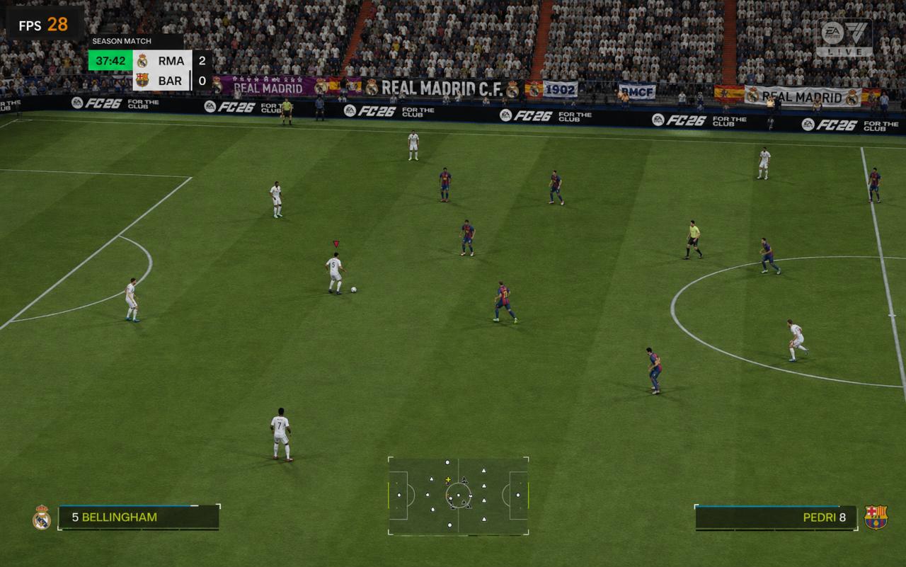 FC 26 low FPS during gameplay fix showing FPS counter in match