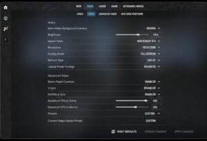 Setting menu CS2